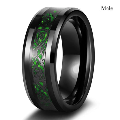Black Color Stone Rings - Fashion Couple Rings Women Heart Red Rhinestones Zircon Ring Men Stainless Steel Dragon Ring Sizes 5 to 13 Wedding Jewelry