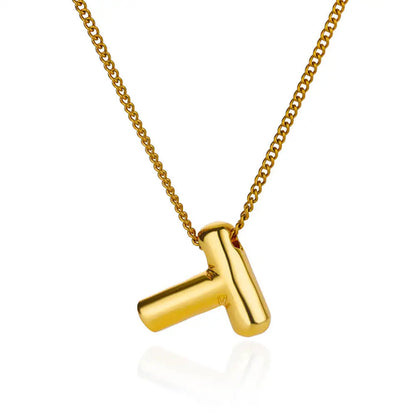 Stainless Steel Collares Chunky Alphabet Balloon 3D Letter Initials