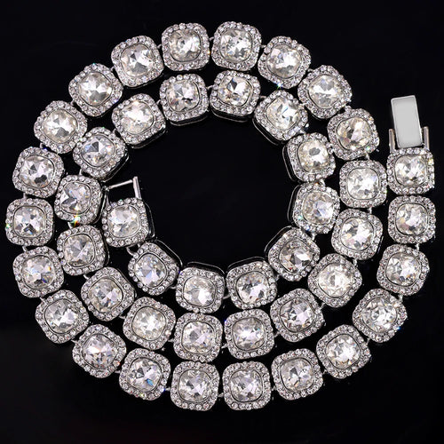 Men Women Luxury Prong Cuban Link Chain Necklace Bling Iced Out