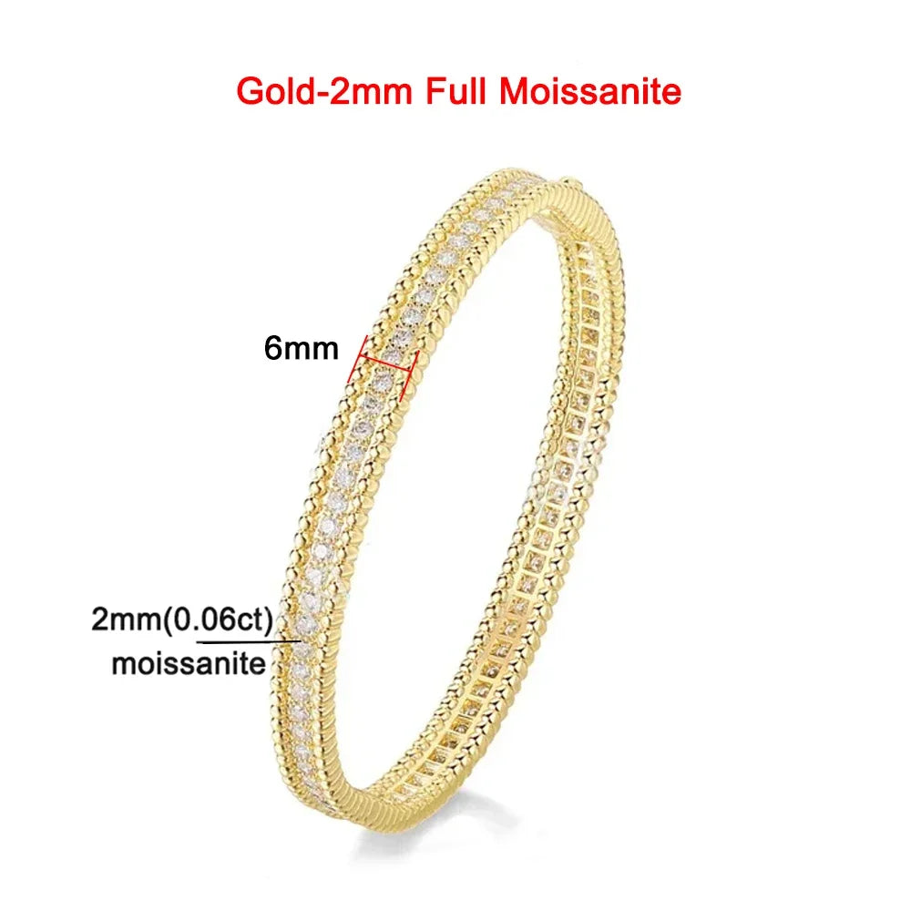 TBCYD 2MM D Color Full Moissanite Bangles For Women GRA Certified S925 Silver Sparkling Diamond Bracelets Luxury Jewelry Gifts