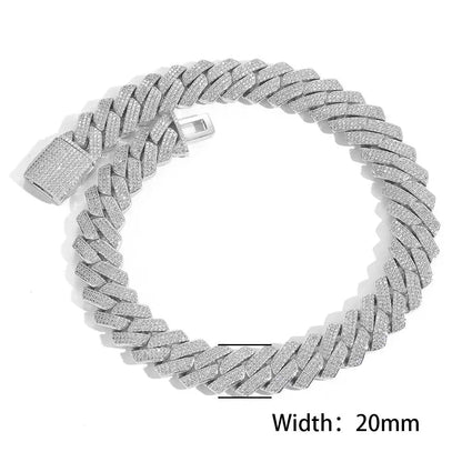 Drop Shipping Hip Hop Cuban Link Chain Necklace Silver/18k Gold Plated 10/12/14/15/20mm Iced Out Diamond CZ Gift for Him/Her