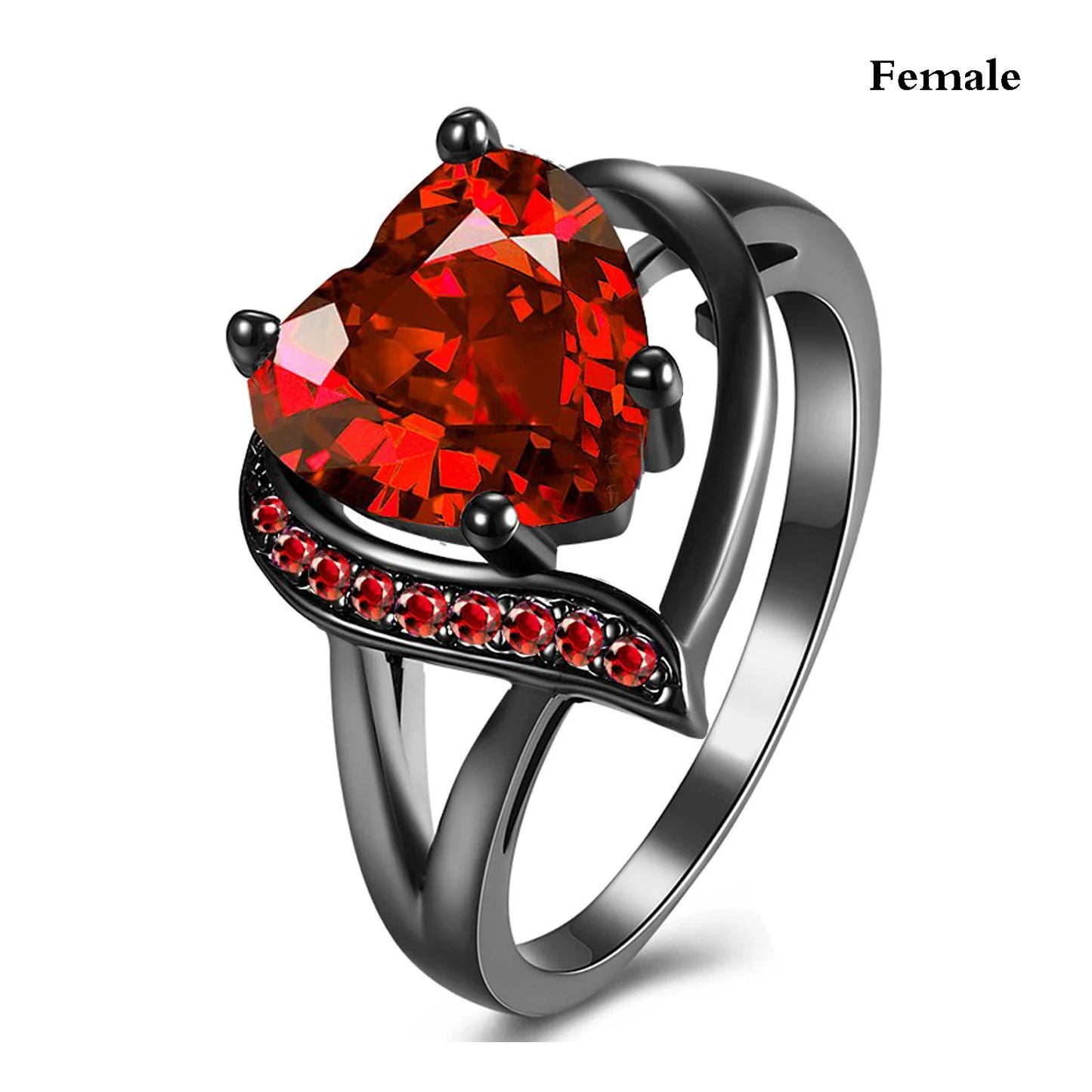 Black Color Stone Rings - Fashion Couple Rings Women Heart Red Rhinestones Zircon Ring Men Stainless Steel Dragon Ring Sizes 5 to 13 Wedding Jewelry