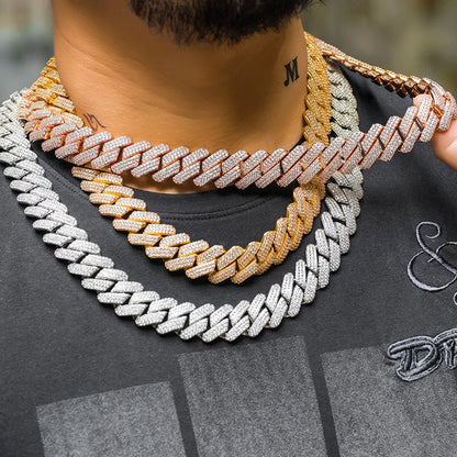 Drop Shipping Hip Hop Cuban Link Chain Necklace Silver/18k Gold Plated 10/12/14/15/20mm Iced Out Diamond CZ Gift for Him/Her