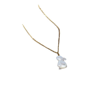 Simple Moon Watching Rabbit~Shell Rabbit Fresh and Artistic Necklace