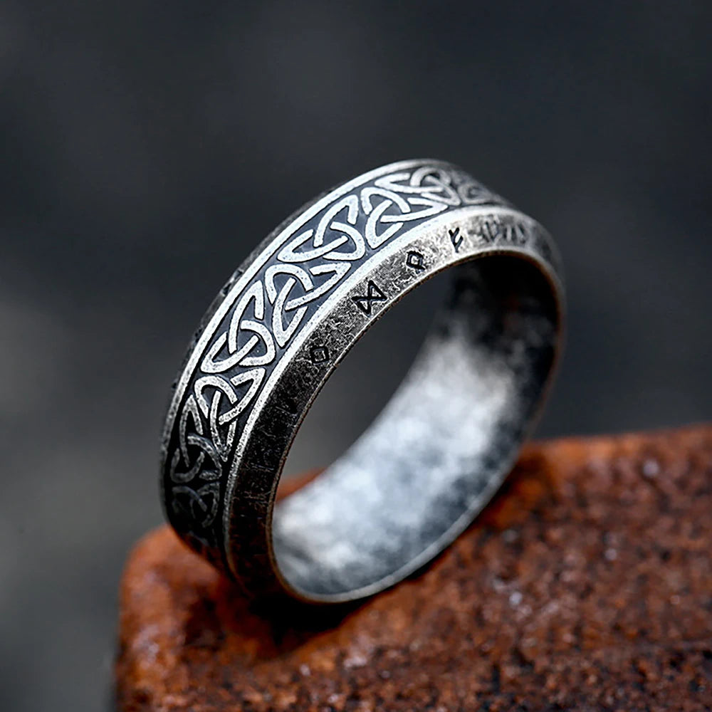Stainless Steel Runic Viking Ring - Nordic Design for Men and Women Amulet
