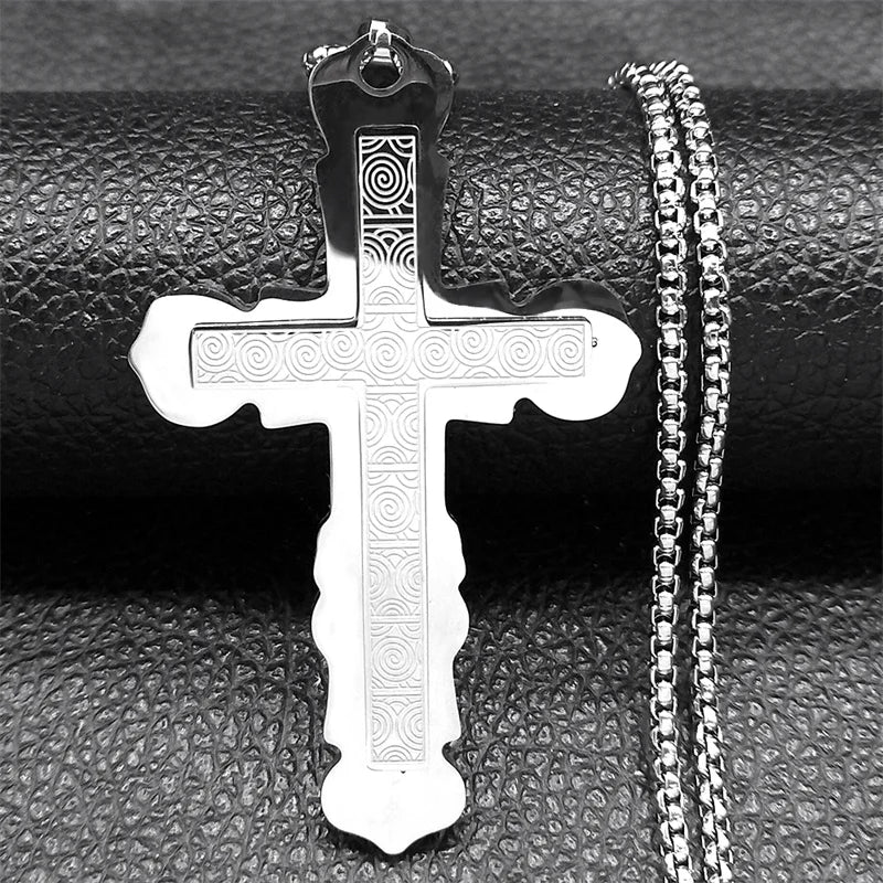 Faithful Charm: Lord's Prayer Scribble Cross Necklace