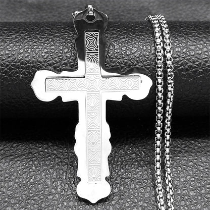 Faithful Charm: Lord's Prayer Scribble Cross Necklace