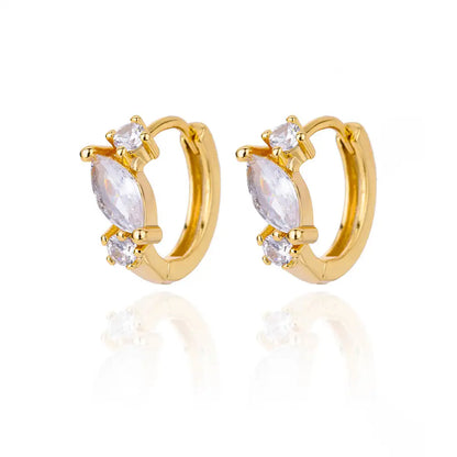 Zircon Round Hoop Earrings for Women Stainless Steel Round Circle Heart Evil Blue Earring Female Fashion Party Jewelry Gift BFF