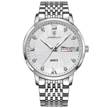 Watch Waterproof Luminous Date. Men's Quartz POEDAGAR Wristwatch Stainless Steel