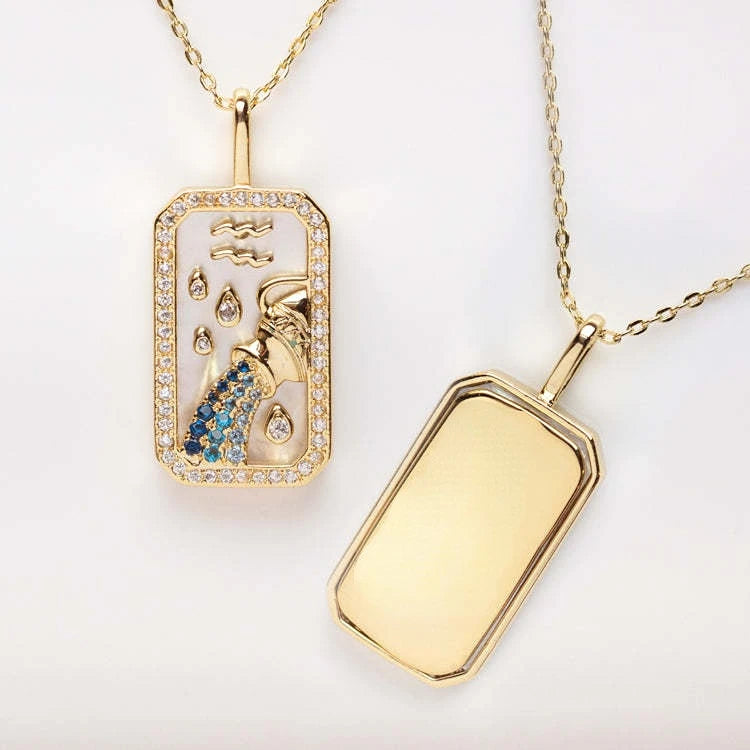 Delicate Zodiac Necklace for Women Gold Plated 12 Constellation Amulet Necklace Shell Crystal Pendant Stainless Steel Jewelry