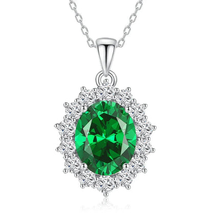 Oval Citrine Emerald Aquamarine Diamond Gems Necklaces Pendant