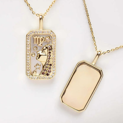 Delicate Zodiac Necklace for Women Gold Plated 12 Constellation Amulet Necklace Shell Crystal Pendant Stainless Steel Jewelry