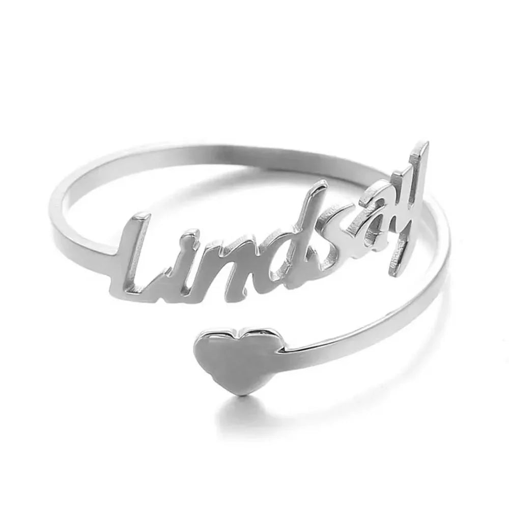 Custom Name Ring for Women – Trendy Heart Couple Jewelry™