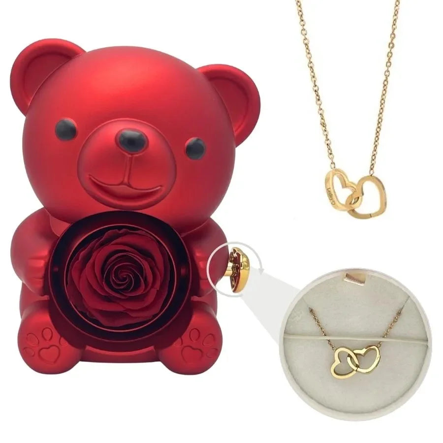 ForeverLove™ Rose Bear + Custom Engraved Necklace 🌹💎