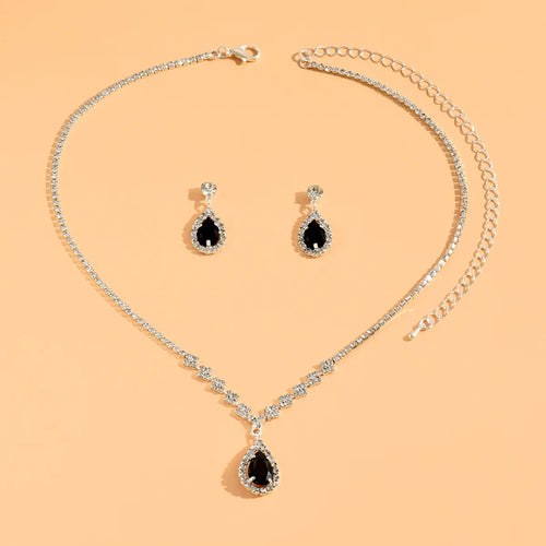 3 Wedding Season Women's Fashion Droplet Necklace and Earring Set