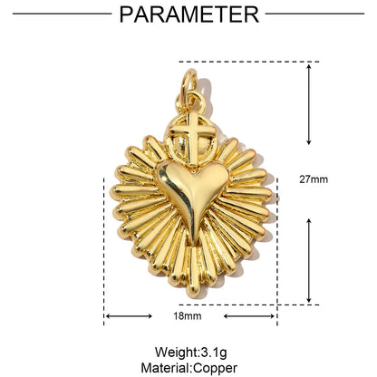 3pcs/Lot Coper Zircon Irregular Heart Necklace Pendant Women 18k Real Gold Color Love DIY Earring Charms Jewelry Findings