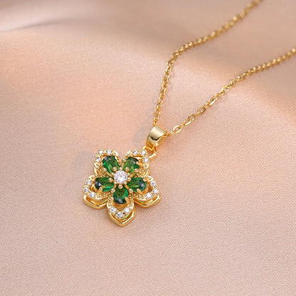 BloomSpin™ Zircon Flower Necklace 🌸💎 Elegance in Motion
