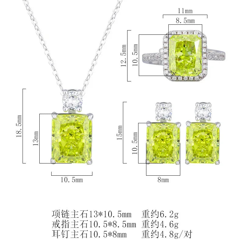 New jewelry high carbon diamond ice flower cut apple green S925 silver
