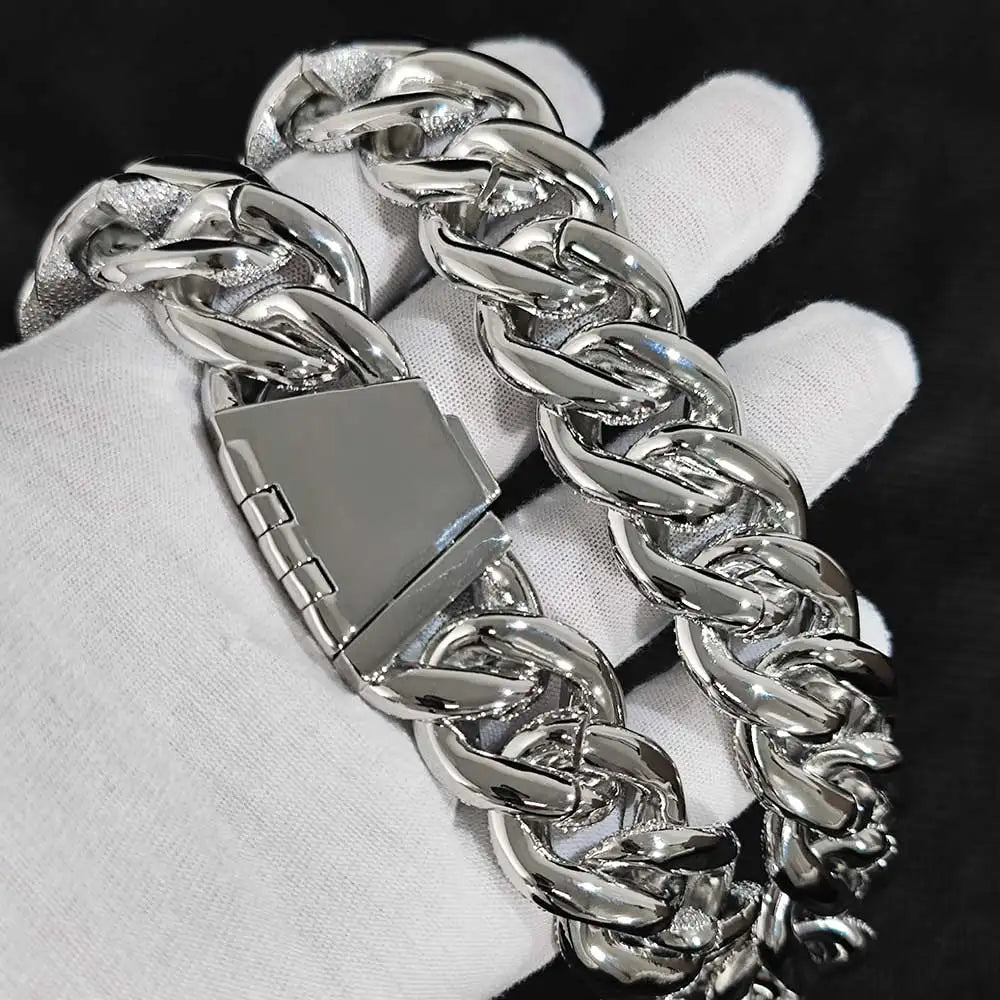 Hip Hop Full Iced Out Zircon 5-Row Stone Heavy And Thick Necklace 22mm Cuban Link Chain Personalized Men's Jewelry Drop Shipping