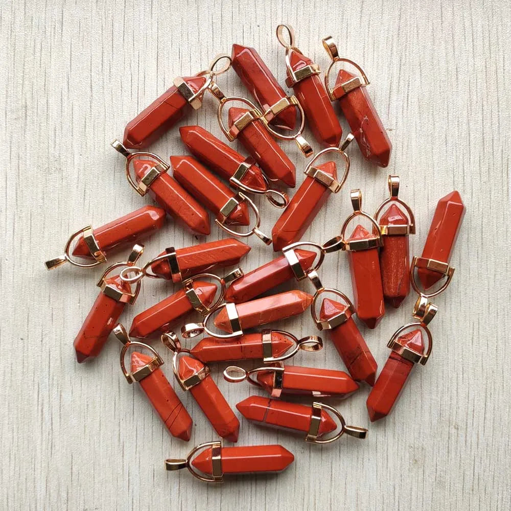 Natural Gem stone Quartz crystal green aventurine pendulum pillar pendants for jewelry making 24pcs/lot Wholesale free shipping