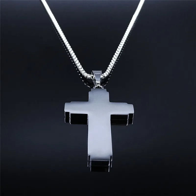 Faithful Charm: Lord's Prayer Scribble Cross Necklace