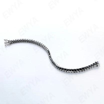 Mens Sterling Silver Bracelets -  Real 3/4/5/6.5MM Full Black Moissanite Tennis Bracelet for Women Men S925 Silver Link Bracelets Fine Jewelry
