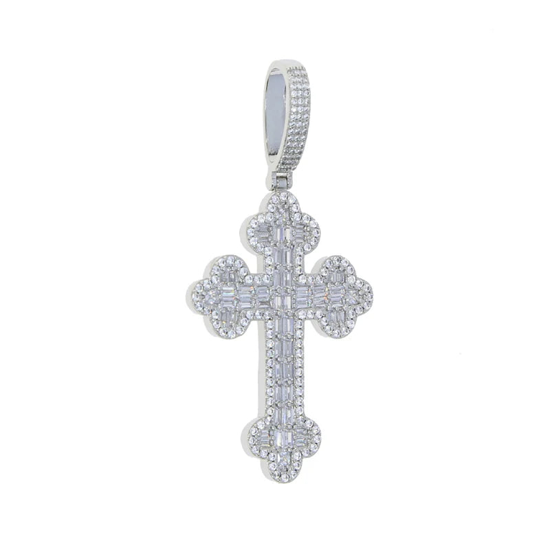 2025 New Iced Out Cross Necklace for Men Women Bling Silver Color Cubic Zirconia Charm Star Link Chain Hip Hop Jewelry