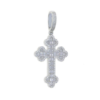 2025 New Iced Out Cross Necklace for Men Women Bling Silver Color Cubic Zirconia Charm Star Link Chain Hip Hop Jewelry