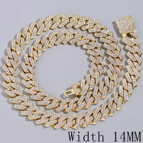 Men Women Luxury Prong Cuban Link Chain Necklace Bling Iced Out