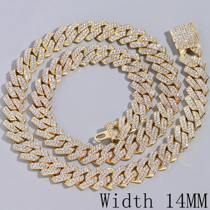 Men Women Luxury Prong Cuban Link Chain Necklace Bling Iced Out