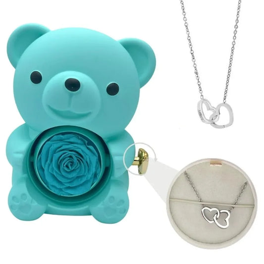 ForeverLove™ Rose Bear + Custom Engraved Necklace 🌹💎
