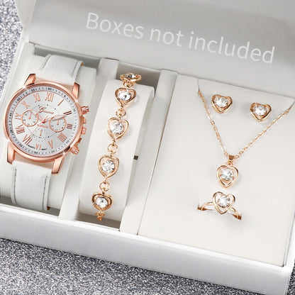 6PCS Women's Watch and Jewelry Set