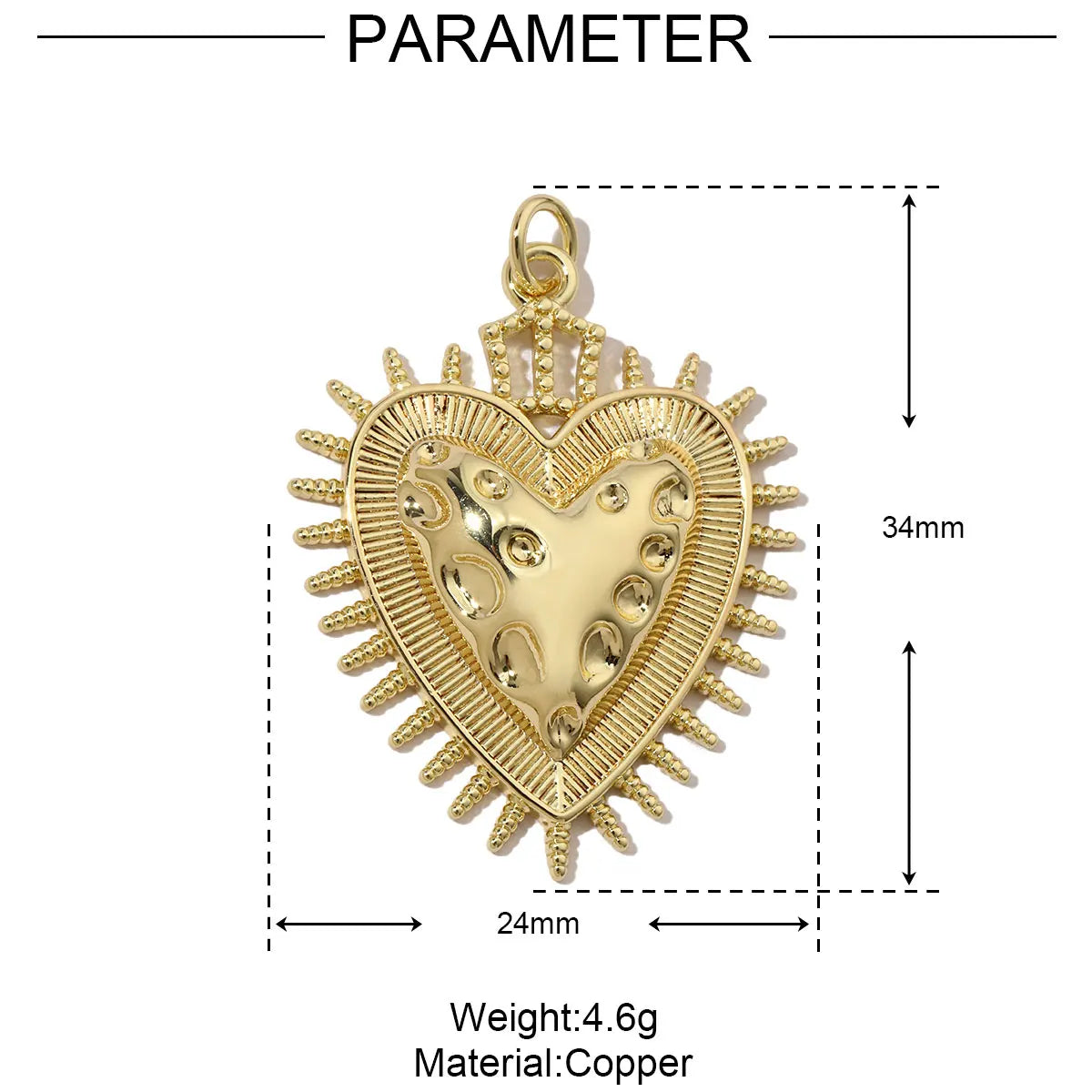 3pcs/Lot Coper Zircon Irregular Heart Necklace Pendant Women 18k Real Gold Color Love DIY Earring Charms Jewelry Findings