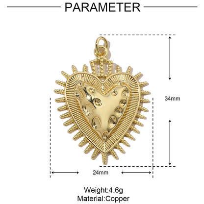 3pcs/Lot Coper Zircon Irregular Heart Necklace Pendant Women 18k Real Gold Color Love DIY Earring Charms Jewelry Findings