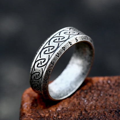 Stainless Steel Runic Viking Ring - Nordic Design for Men and Women Amulet