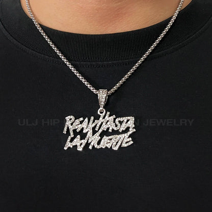 ULJ Men Women Hip Hop realhasta lamuerte Letter  Pendant Necklace 12MM