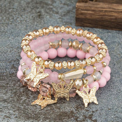 4Pcs Trendy Butterfly Beaded Bracelet