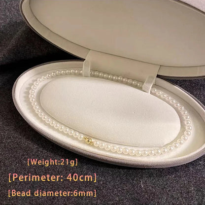 Girl’s Imitation White Pearl Magnetic Round Buckle Beadeds Chain