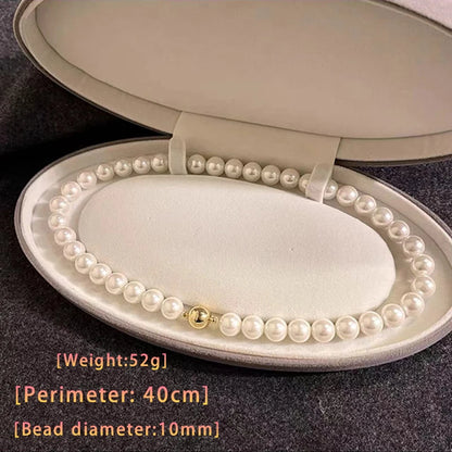 Girl’s Imitation White Pearl Magnetic Round Buckle Beadeds Chain