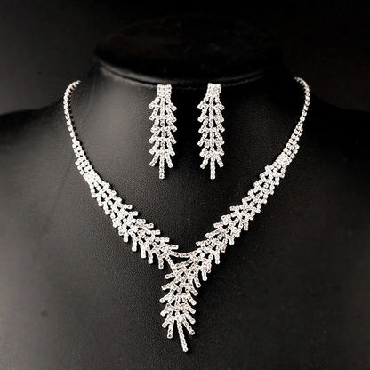 3 Pieces of WOMEN'S Trendy Claw Chain Series Leaf Earrings Necklace