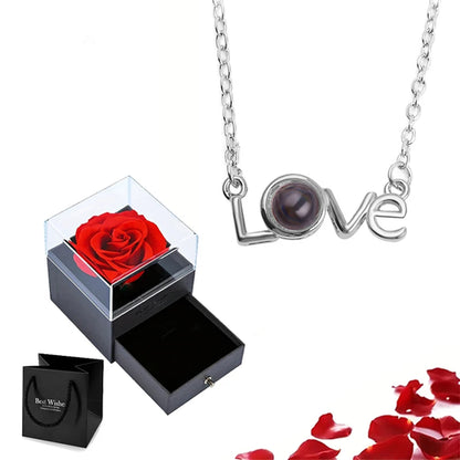 Projection Necklace Set With Rose Gift Box 100 Languages I Love You