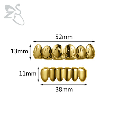 ZS 1 Set Hip Hop 18K Gold Plated Grillz Men Teeth Shiny CZ Crystal Cross Gap Grillz Colorful Zircon Top&Bottom Tooth Jewelry