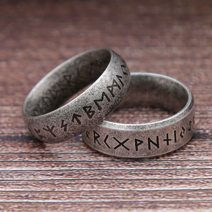 Stainless Steel Runic Viking Ring - Nordic Design for Men and Women Amulet