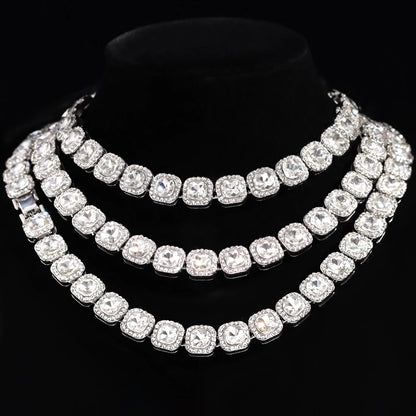 Men Women Luxury Prong Cuban Link Chain Necklace Bling Iced Out