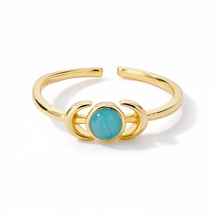 Stainless Steel Sun Opal Rings For Women Gold Color Couple Rings