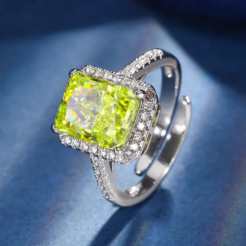 New jewelry high carbon diamond ice flower cut apple green S925 silver