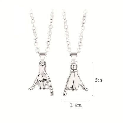 2pcs/set Pull Hook Hands Couple Necklace Pinky Swear Promise Love Hug