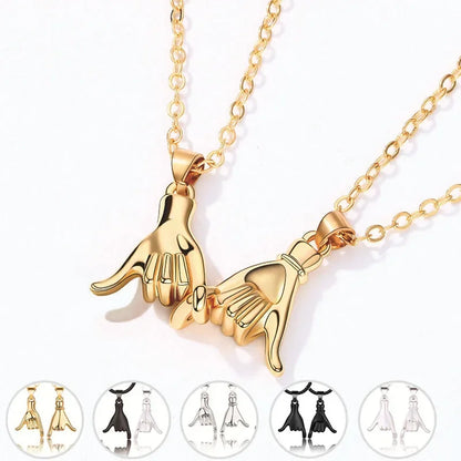 2pcs/set Pull Hook Hands Couple Necklace Pinky Swear Promise Love Hug
