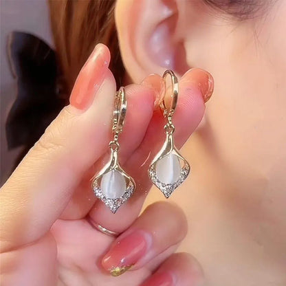 Rhinestone Tulip Hoop Earrings