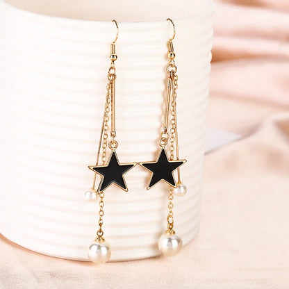 2022 New Trend Simulation Pearl Long Earrings Women's Flower Rhinestone Wedding Pendant Earrings Fashion Korean Jewelry Earrings